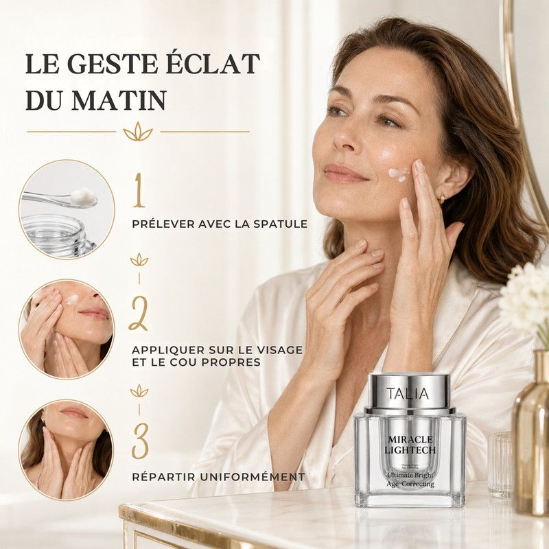 Crème Talia Miracle Lightech Age Correcting : Niacinamide, Vitamine C, Bakuchiol, Peptides.