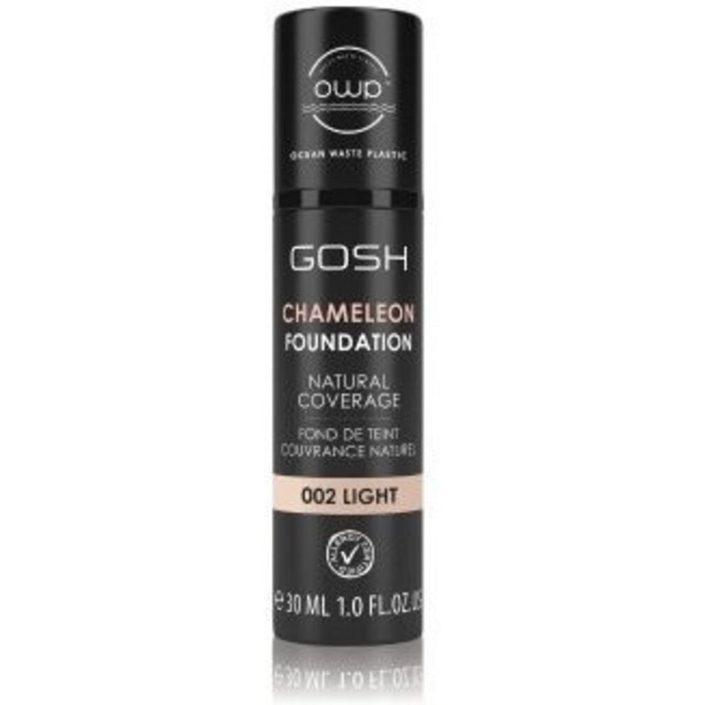 Gosh Chameleon Foundation, tint 002 Light, 30 ml fles met pompdispenser.