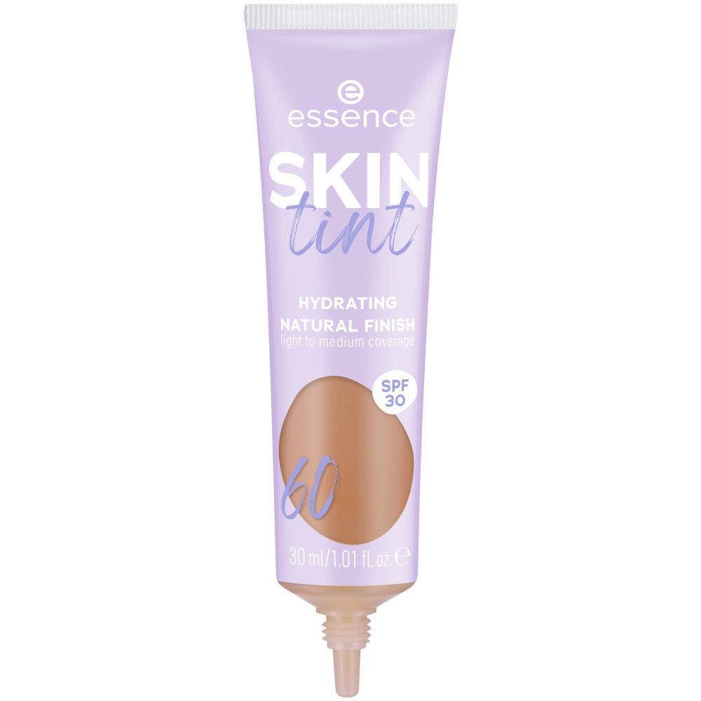 Tube de fond de teint Essence Skin Tint, teinte 60, SPF 30. Contenance 30 ml.