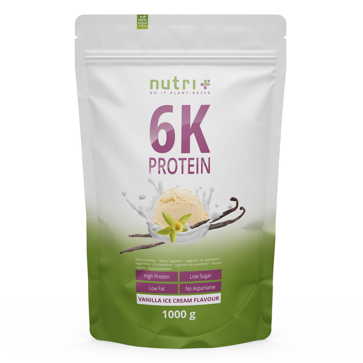 nutri+ 6K Poudre de protéines 1kg - shake sans Whey