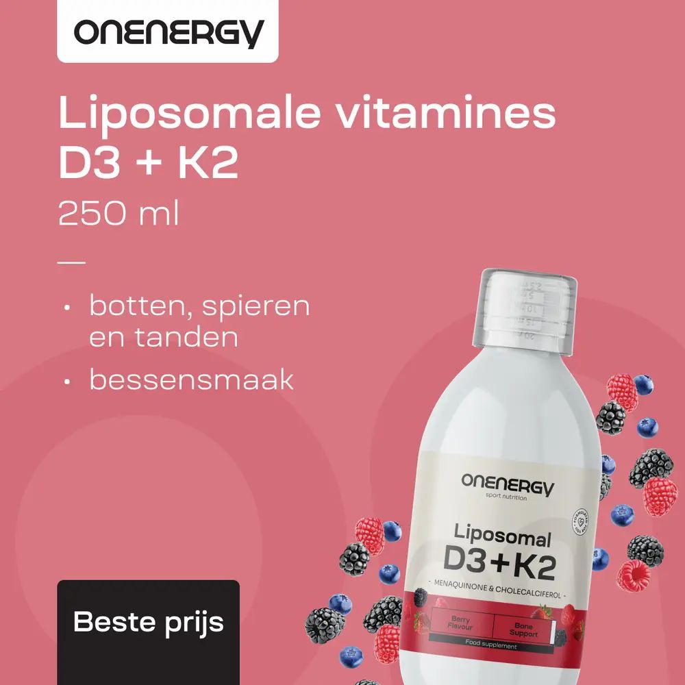 OnEnergy Liposomale D3+K2, 250 ml. Botten, spieren, tanden, immuunsysteem. Bessen.