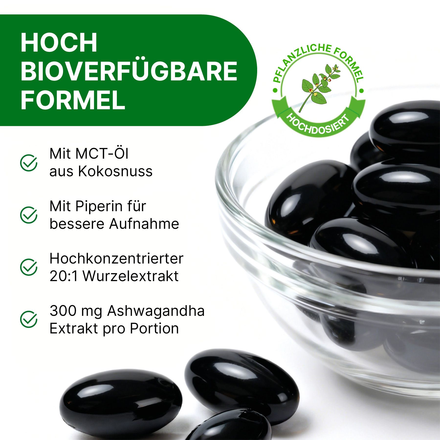 ALIVER Complexe d'extrait d'Ashwagandha Capsules molles à haute dose