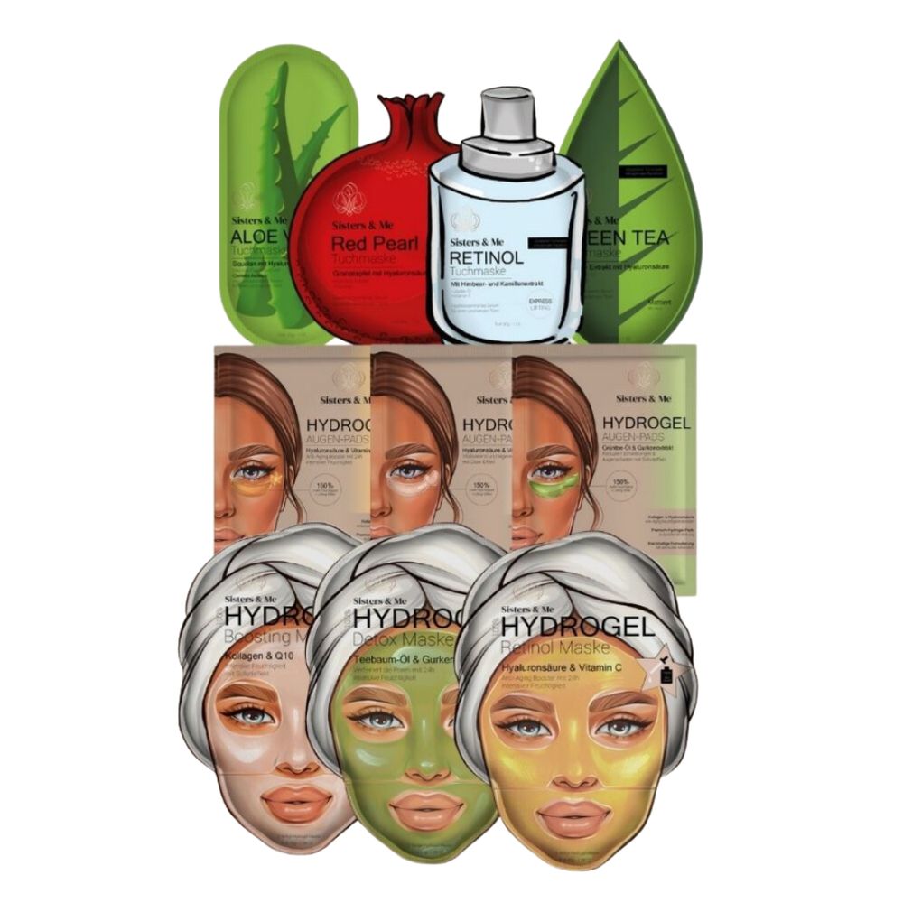 Sisters & Me 10-delige Verzorgingsset met Gezichtsmaskers, Oogpads & Tuchmaskers