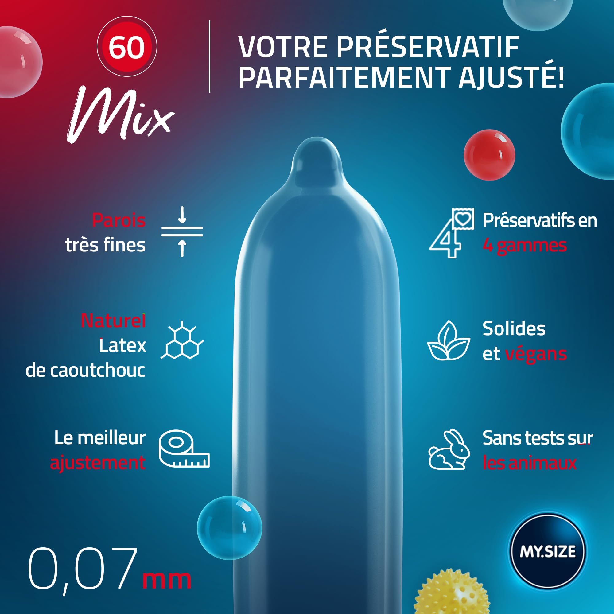 Guide des tailles MY.SIZE : 47-69mm. Montre la taille 60mm adaptée pour 12-13cm de circonférence.
