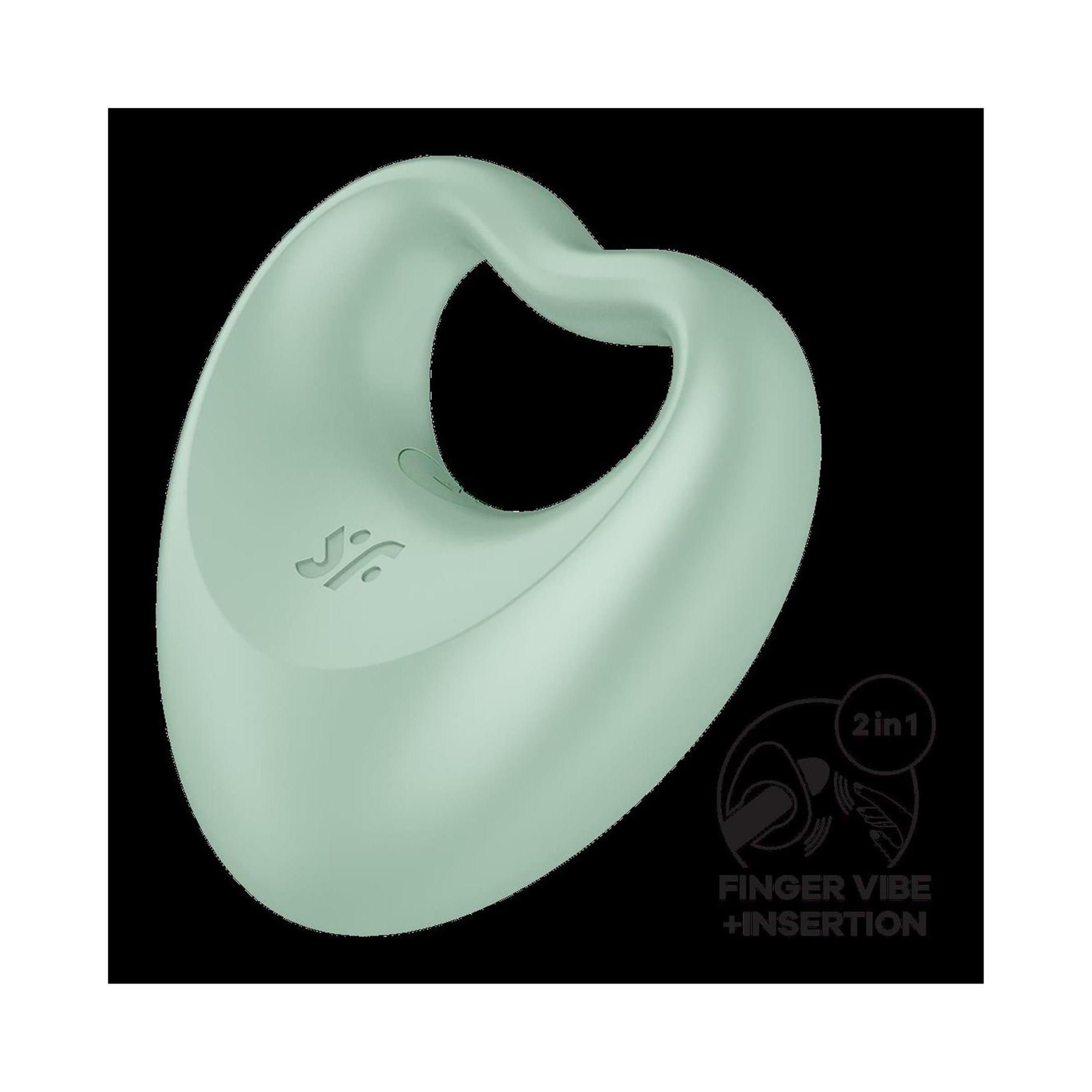 Groene hartvormige penispomp met vibratiefunctie en 2-in-1-gebruiksindicatie.