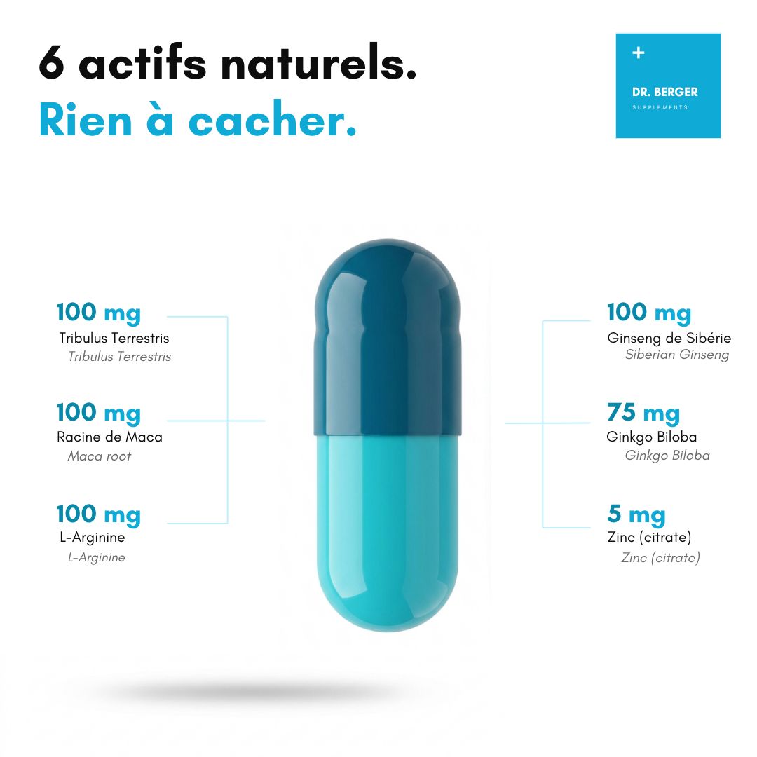 Une main glisse un paquet fin Dr. Berger Male Formula dans une poche de jean.