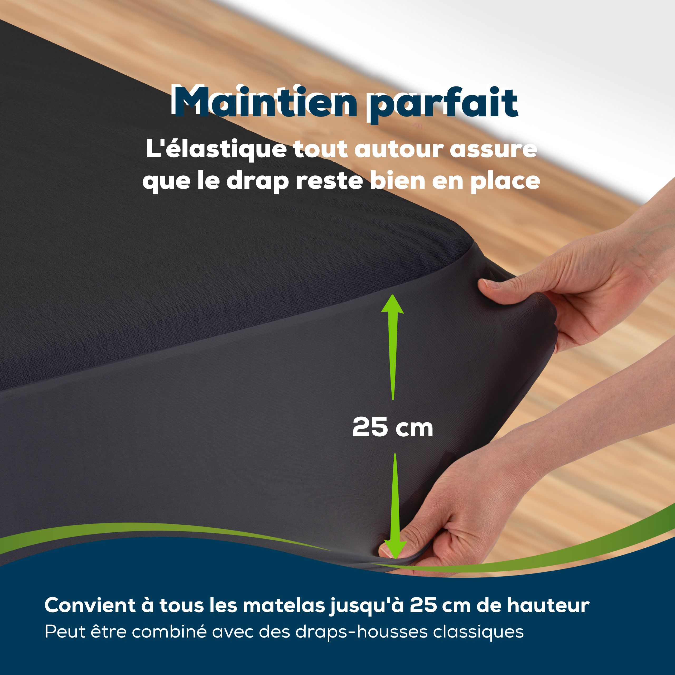 Sensalou drap-housse 100 x 200 en noir