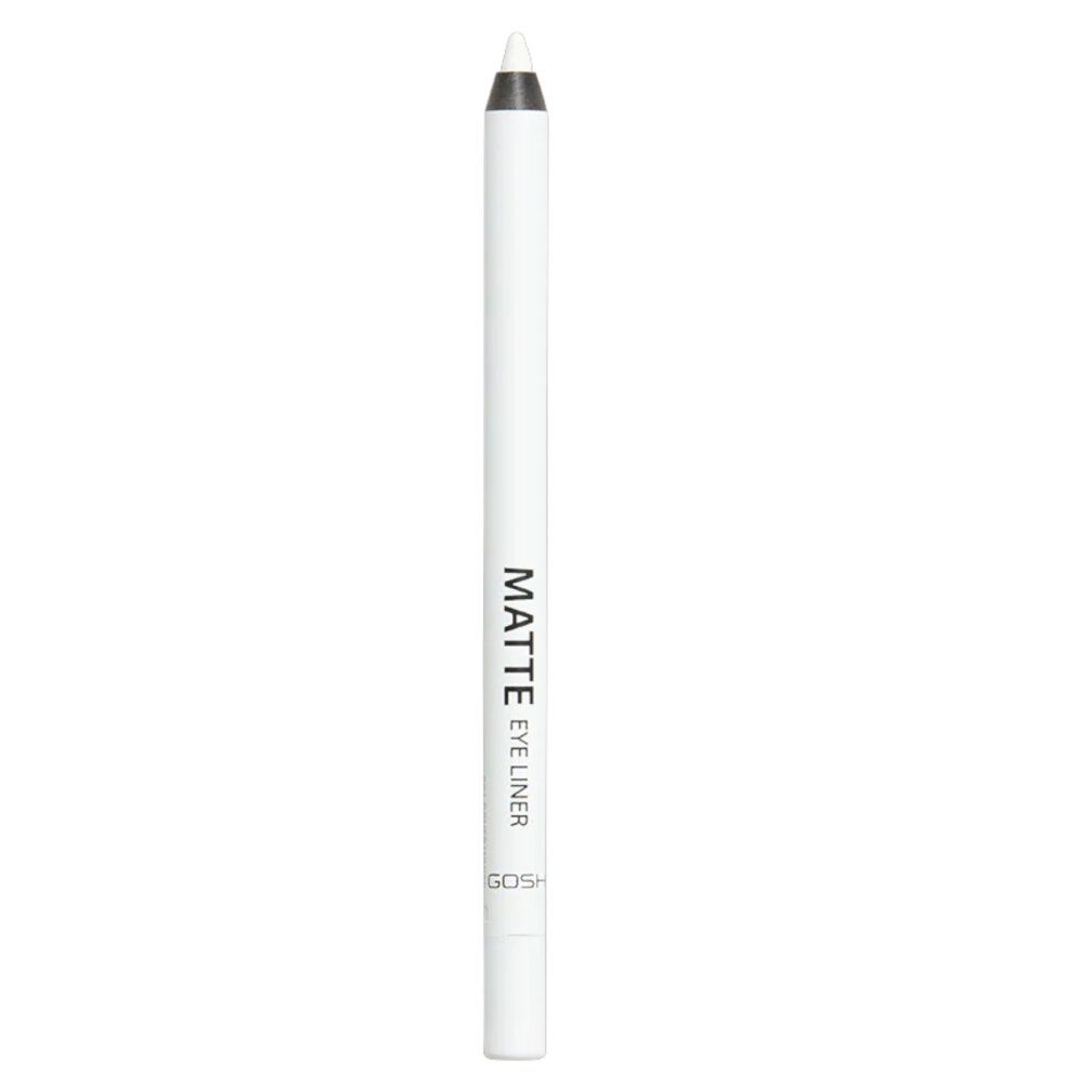 Crayon eye-liner blanc avec mine noire. Inscription "MATTE EYE LINER". Marque "GOSH".