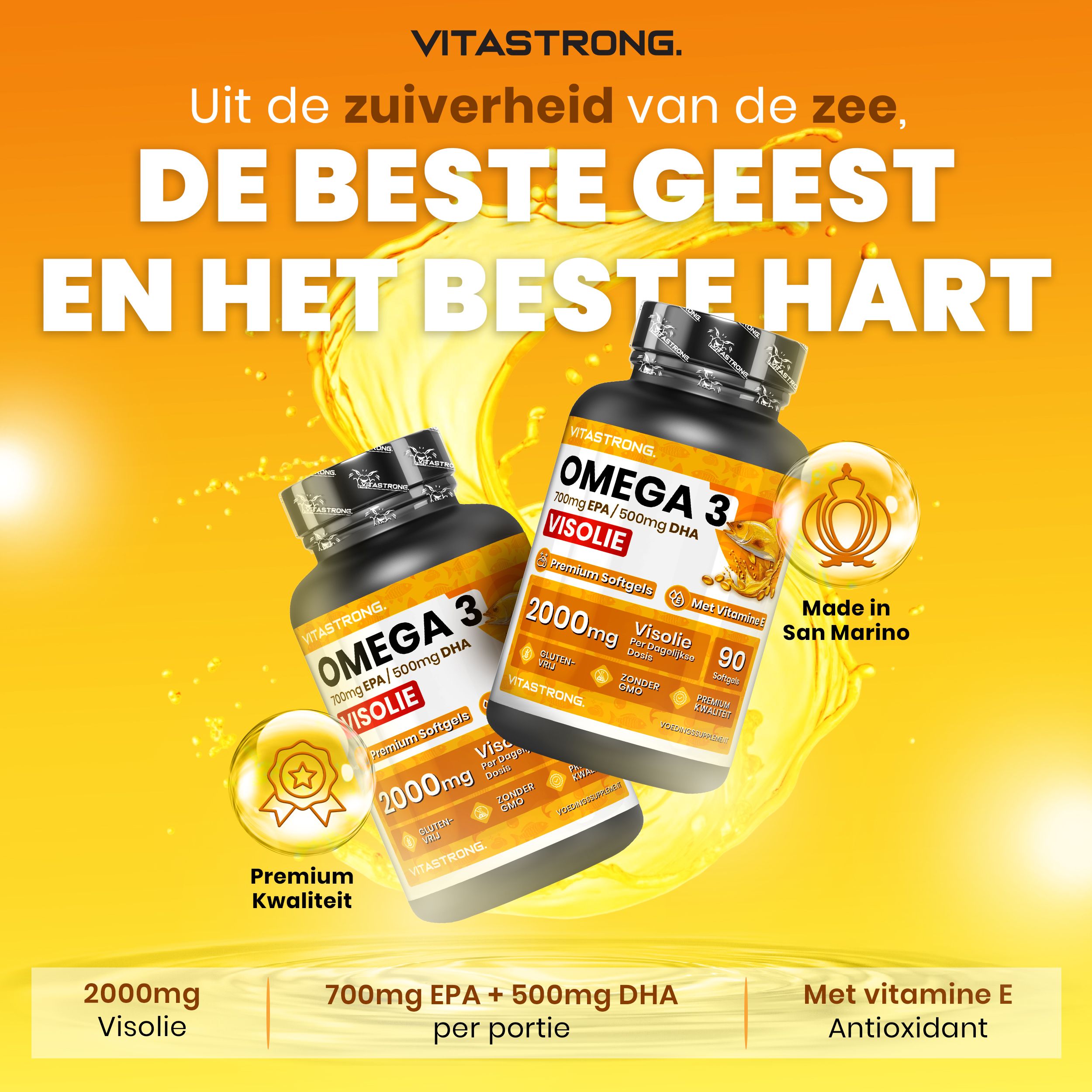 Vitastrong Omega-3 & Multivitamine, energie, immuniteit en EPA + DHA