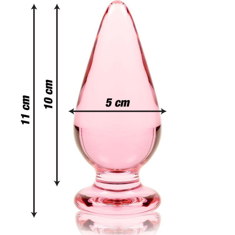 Plug en verre rose, 11 cm de long, 5 cm de large.
