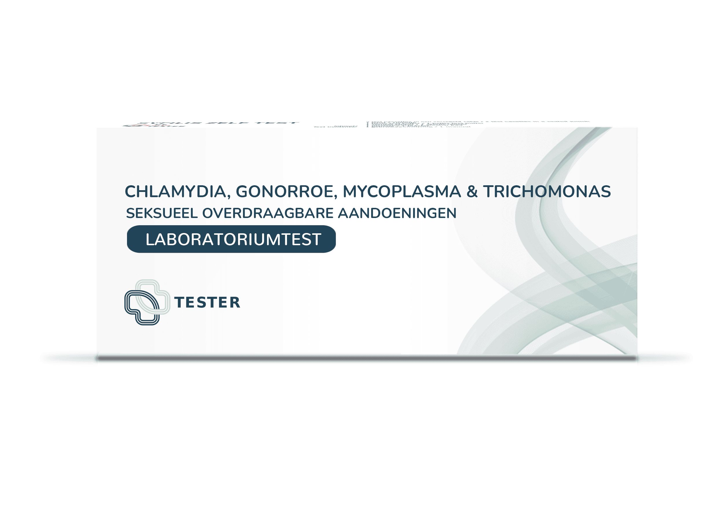 Emballage du test de laboratoire Chlamydia, Gonorrhée, Mycoplasme & Trichomonas pour hommes.
