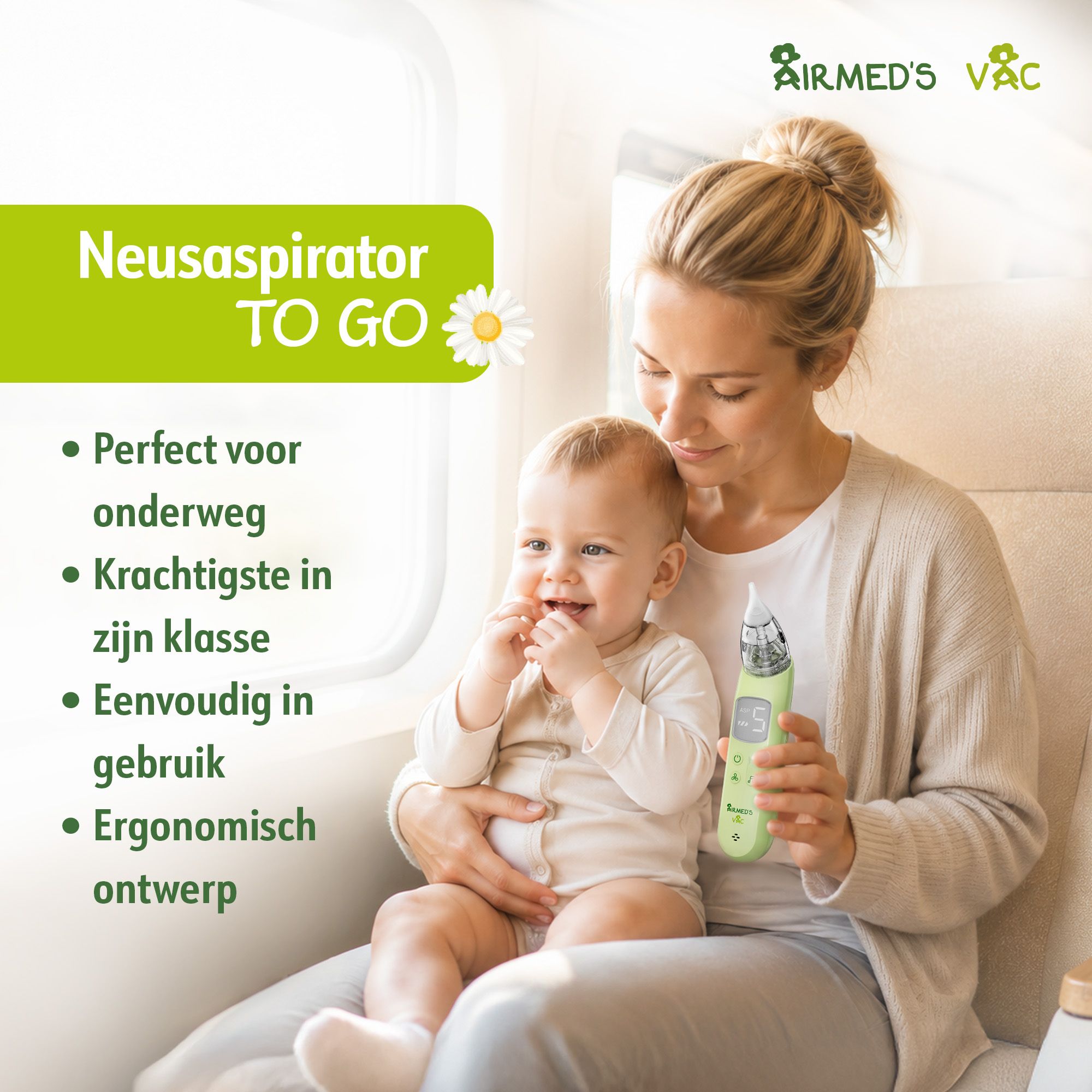 Neusreiniger met digitaal display en bedieningsknoppen.