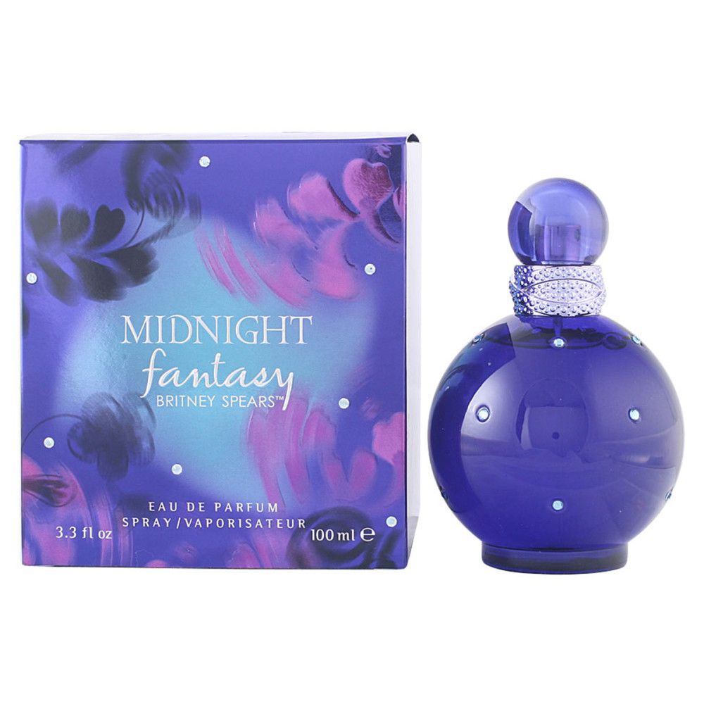 Flacon bleu foncé et emballage. Inscription: Midnight Fantasy Britney Spears. 100 ml.