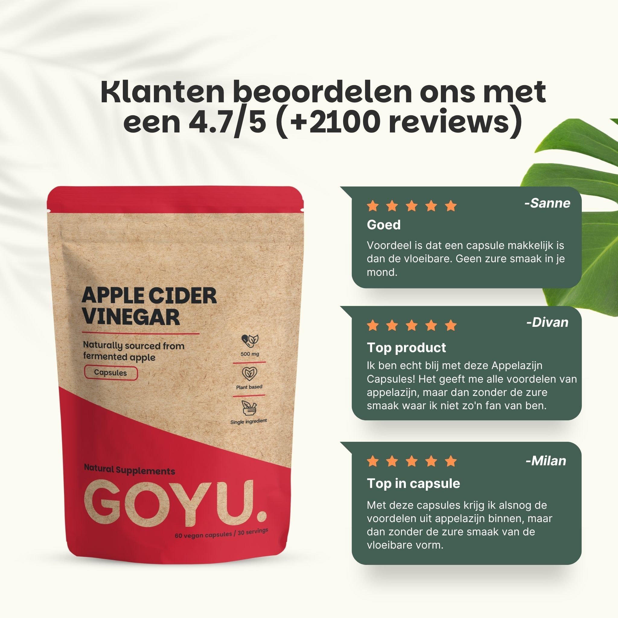Hoge kwaliteit appelciderazijn: Gefermenteerd appelpoeder, 100% vegan, voor 1 maand.