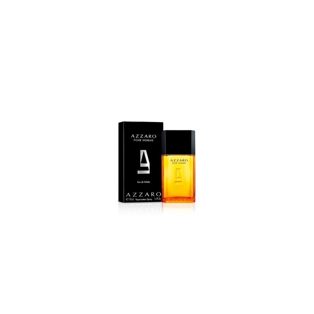 Flacon Azzaro Pour Homme Eau de Toilette et boîte noire avec logo argenté.