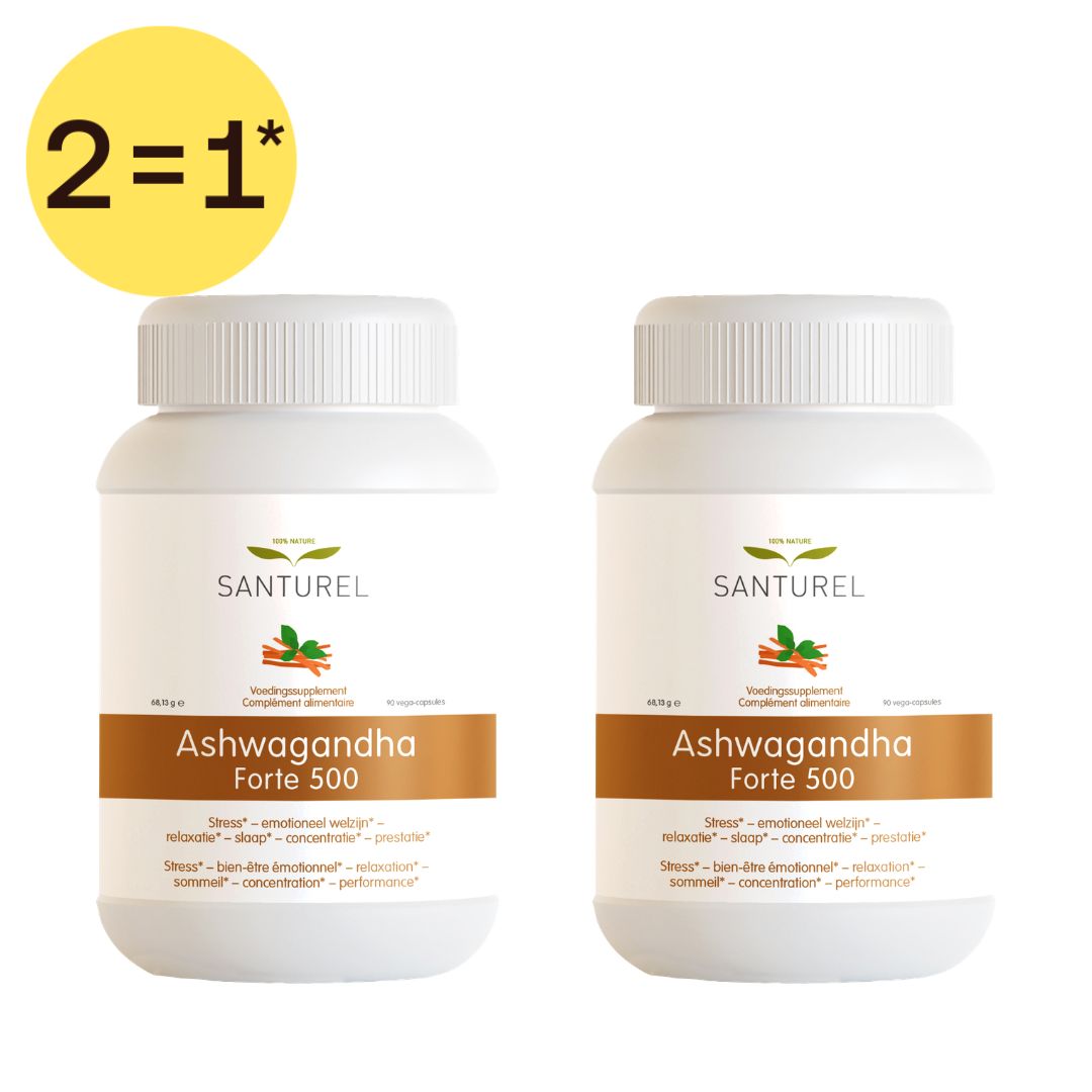 2 = 1 | Santurel Ashwagandha Forte 500 – Withanolides 25mg – Stress, Relaxation, Sommeil & Énergie