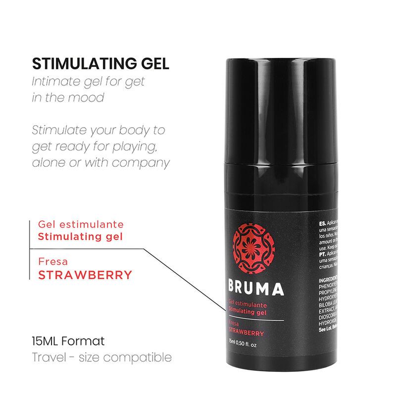Bruma stimulerende gel flesje 15ml aardbeiensmaak.