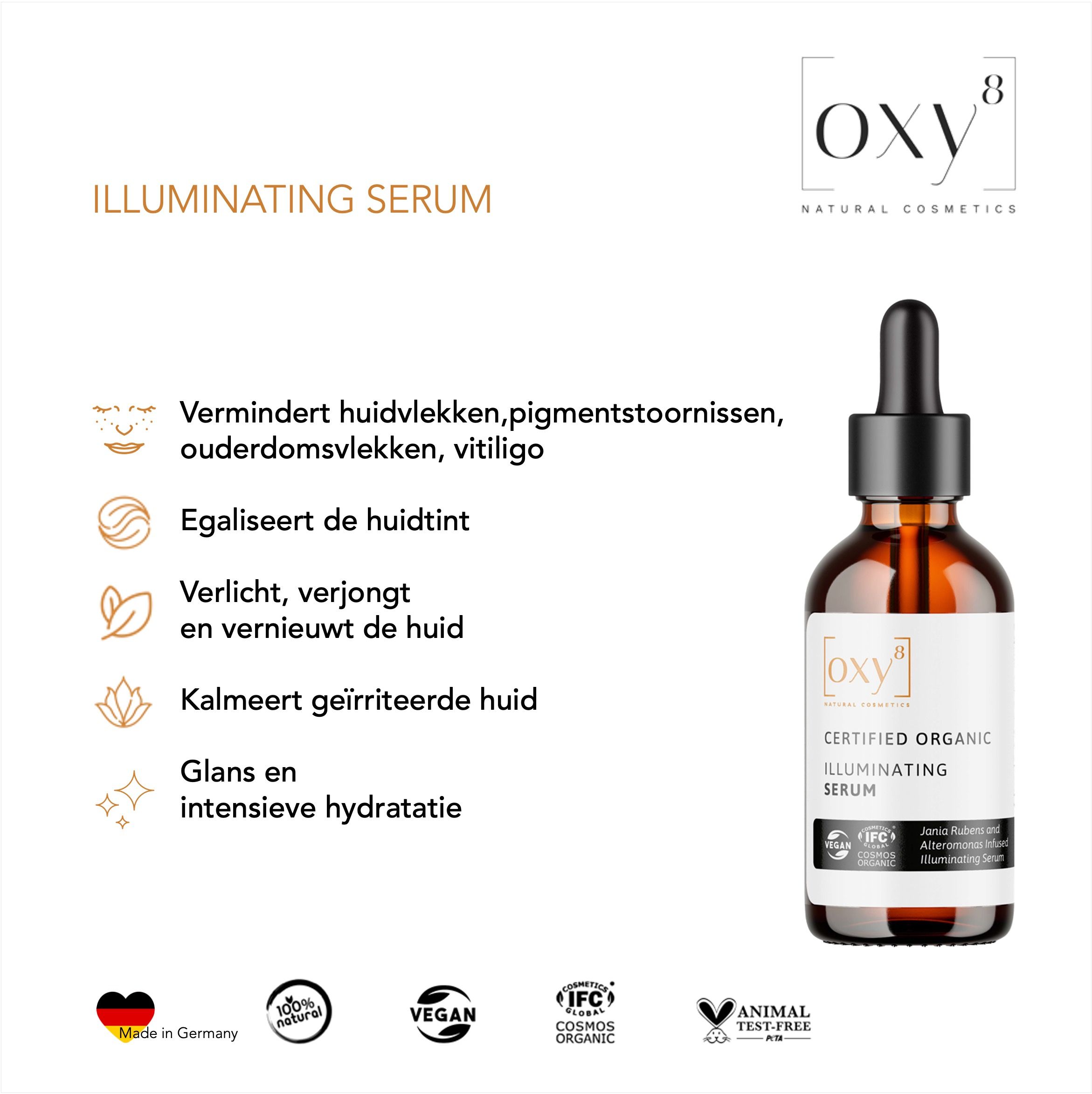 oxy8 Natural Cosmetics ILLUMINATING SERUM – Tegen pigment- en ouderdomsvlekken
