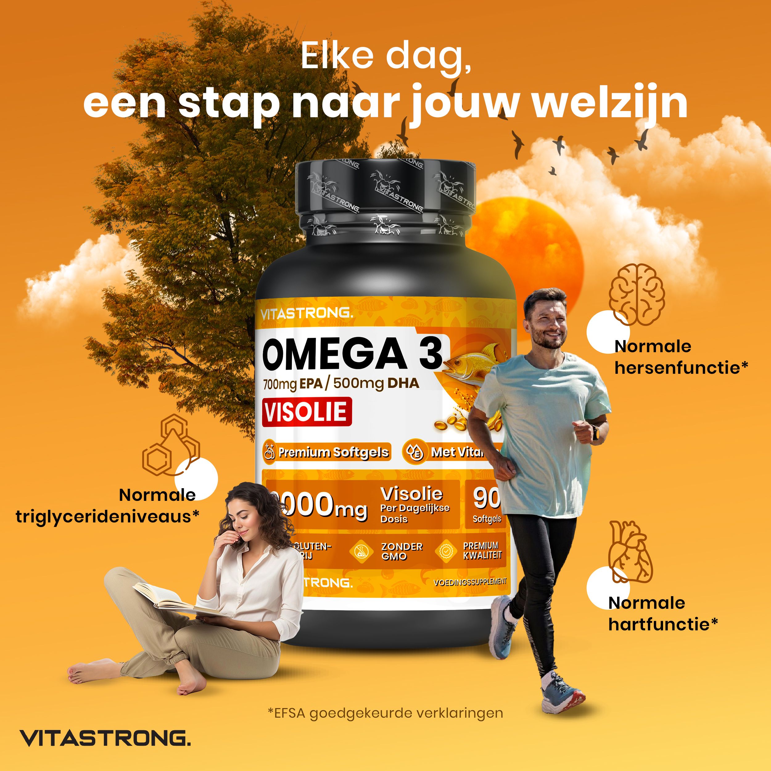 Vitastrong Omega-3 Hoge Dosis,  Zuivere EPA + DHA