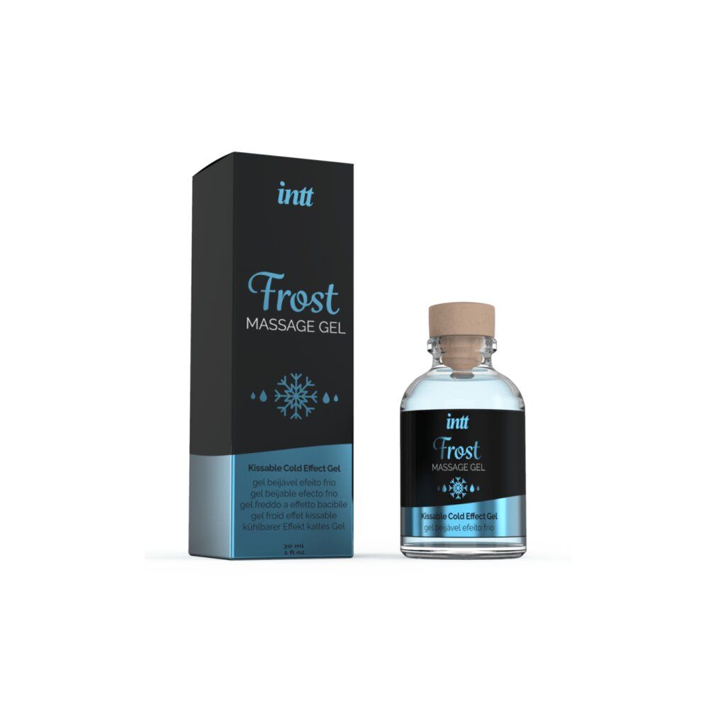 Fles en doosje Intt Frost massagegel. Verkoelend effect.