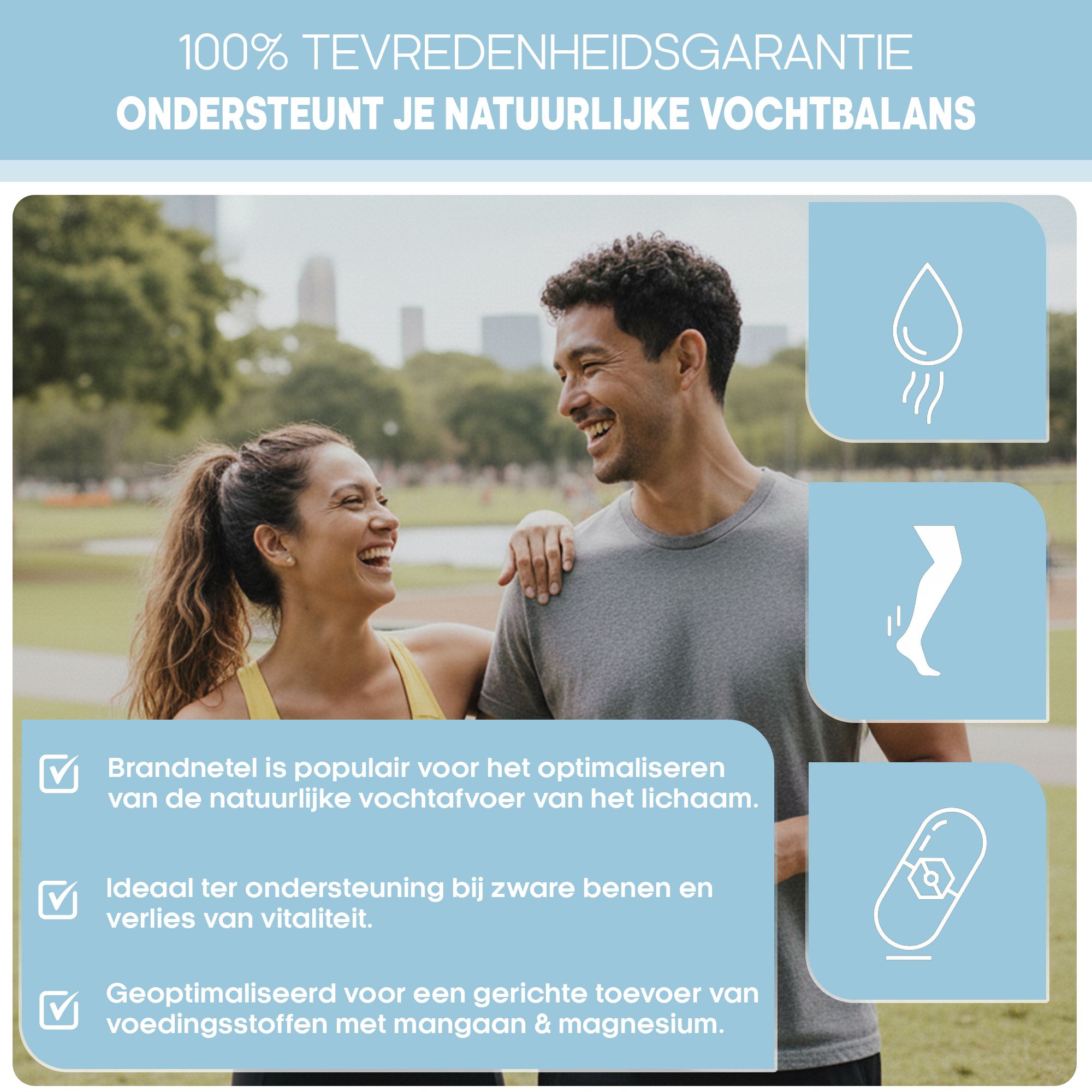 Koppel buiten, Aqua Balance ondersteunt vochtbalans en vitaliteit.