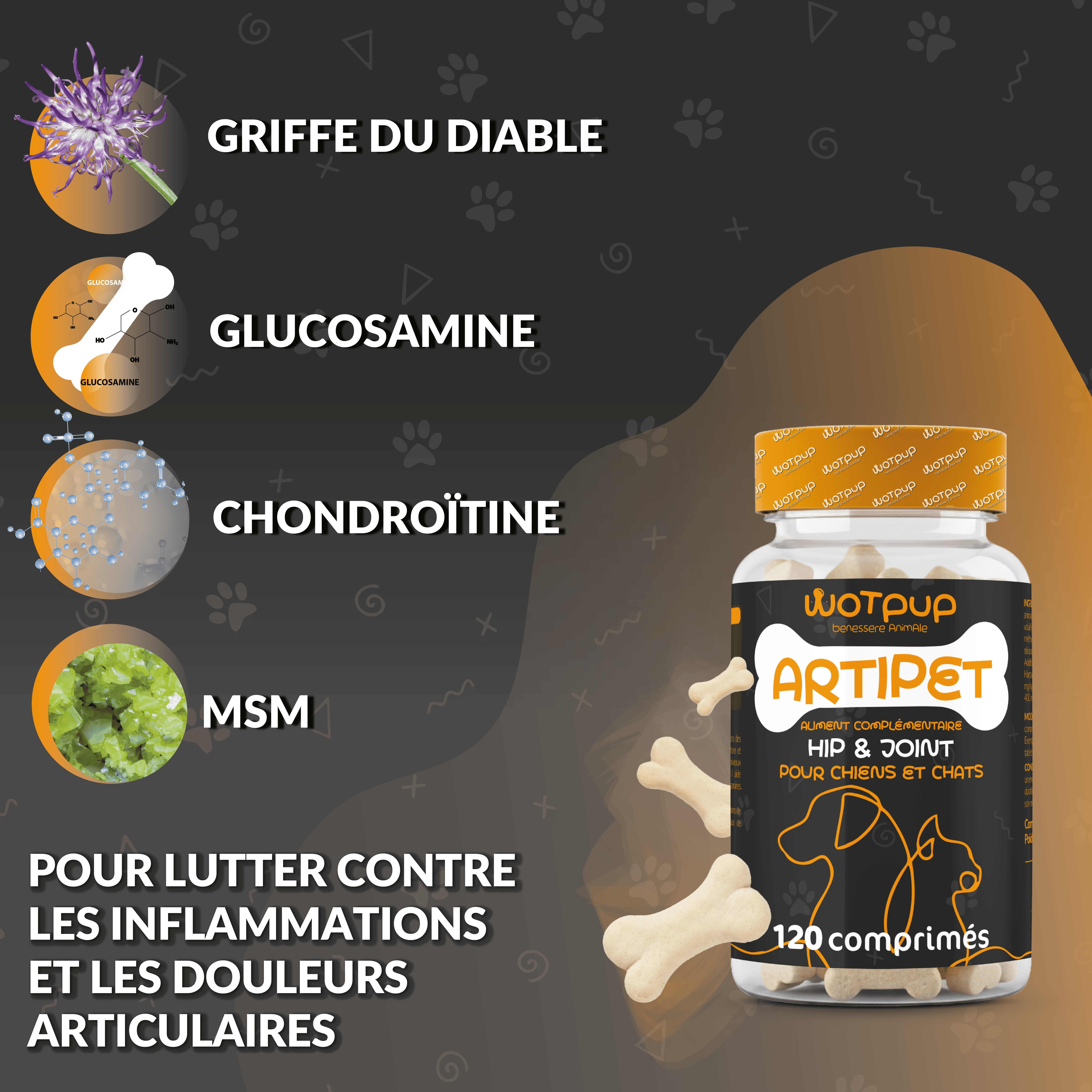 LA.GA© Artipet Gewrichtssupplement Hond/Kat, Glucosamine & MSM, Gemaakt in Italië.