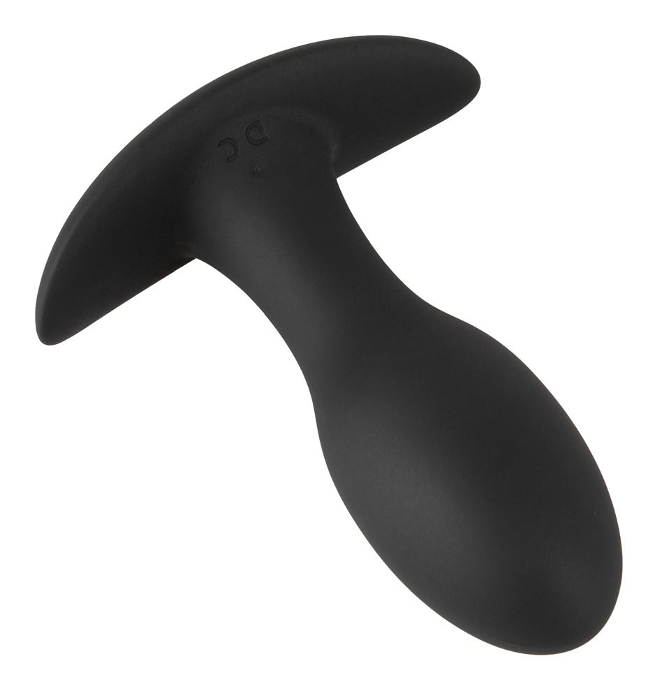 Bouchon anal vibrant noir avec une base large.