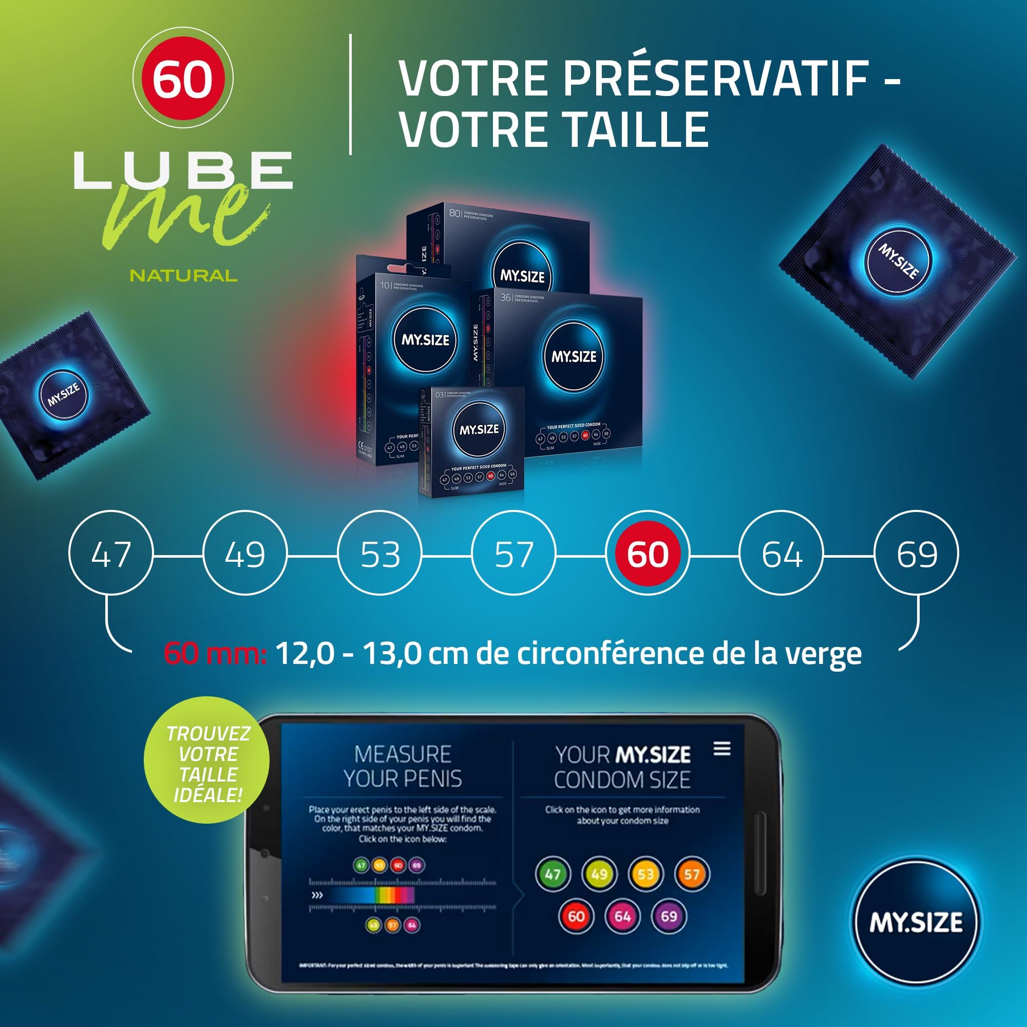 MY.SIZE PRO Préservatifs + LUBE ME Natural + Body Candle Set