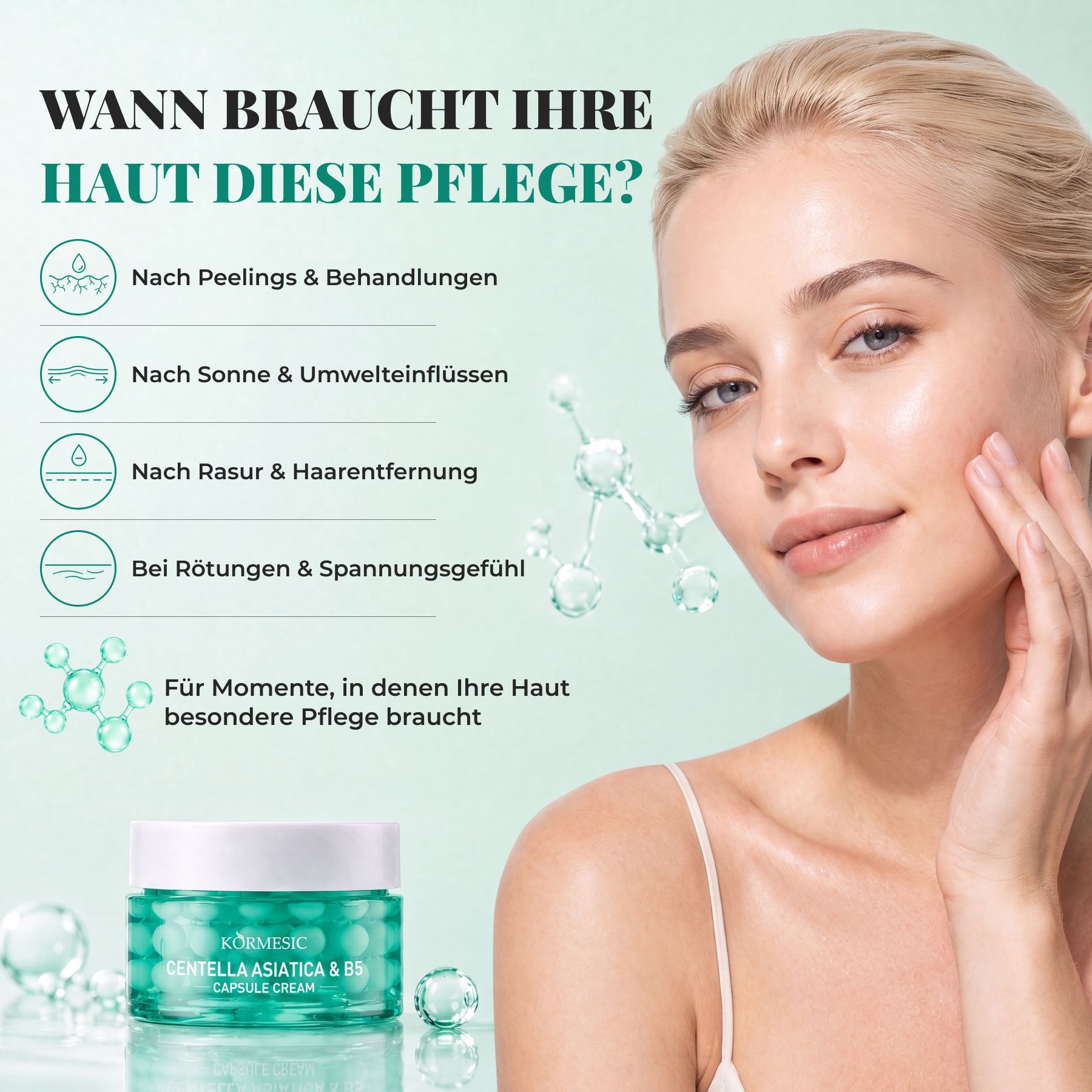 KORMESIC Verzachtende Gezichtscrème met Centella Asiatica en Vitamine B5 Capsulecrème