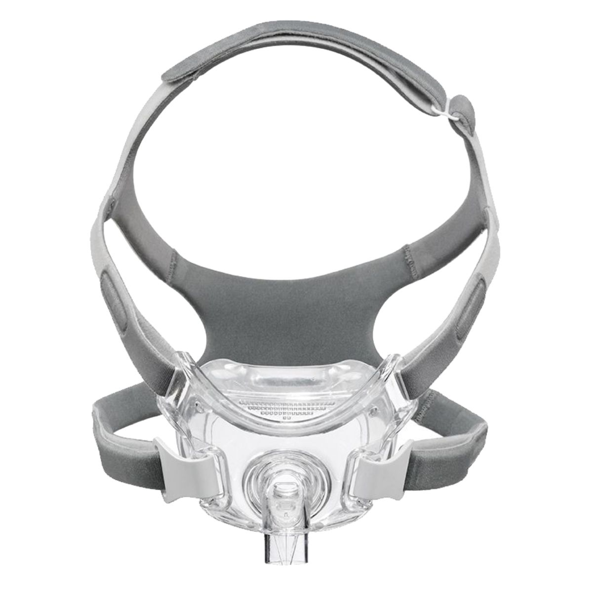 Philips CPAP Masker Amara View: Volledig gelaatsmasker met hoofdband, transparant frame en voorhoofdkussen.