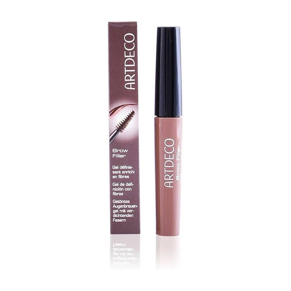 Artdeco Brow Filler et emballage. Gel teinté marron et boîte marron. Nom du produit et marque visibles.