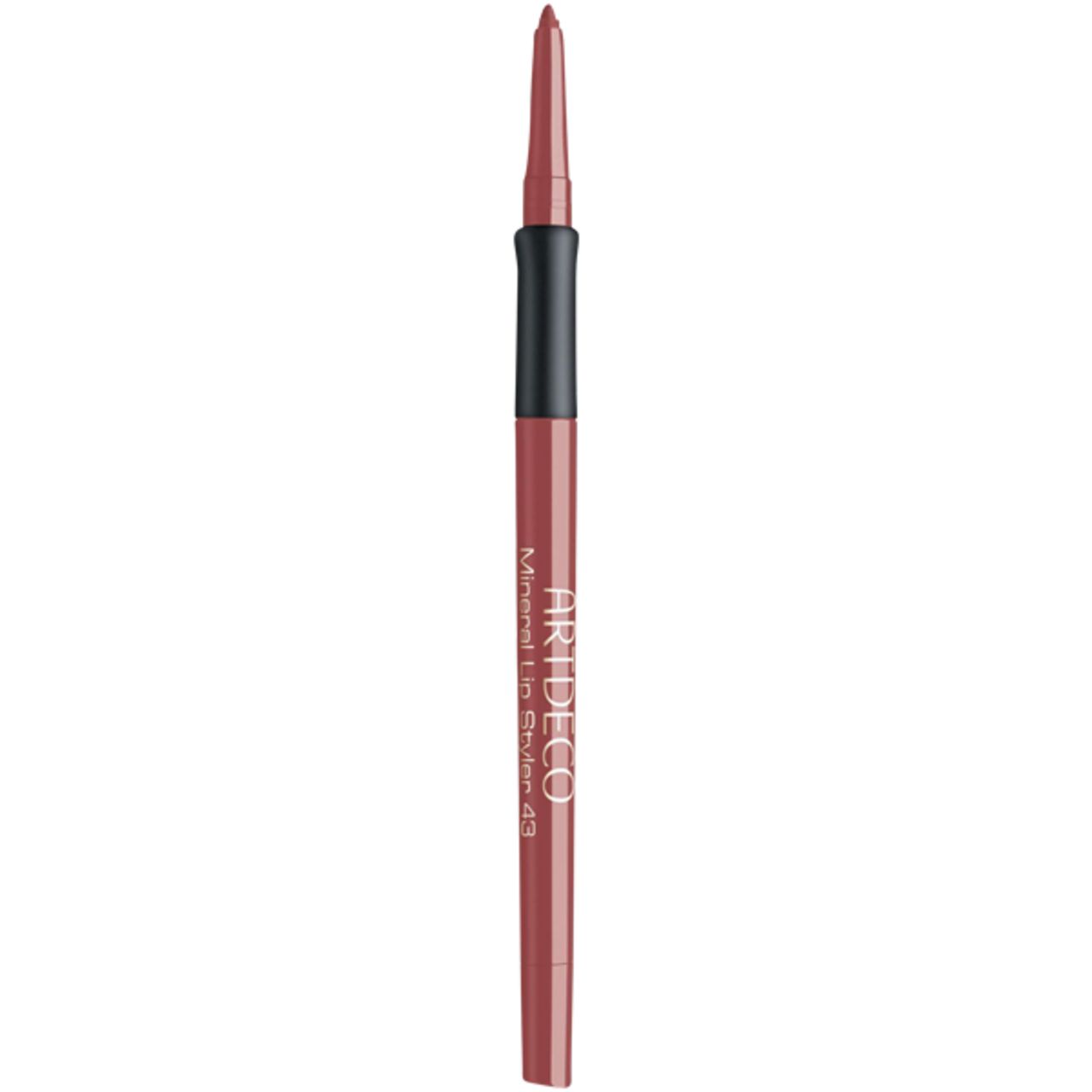 Roze lipliner. Zwart middengedeelte. Opschrift: Artdeco Mineral Lip Styler 43.