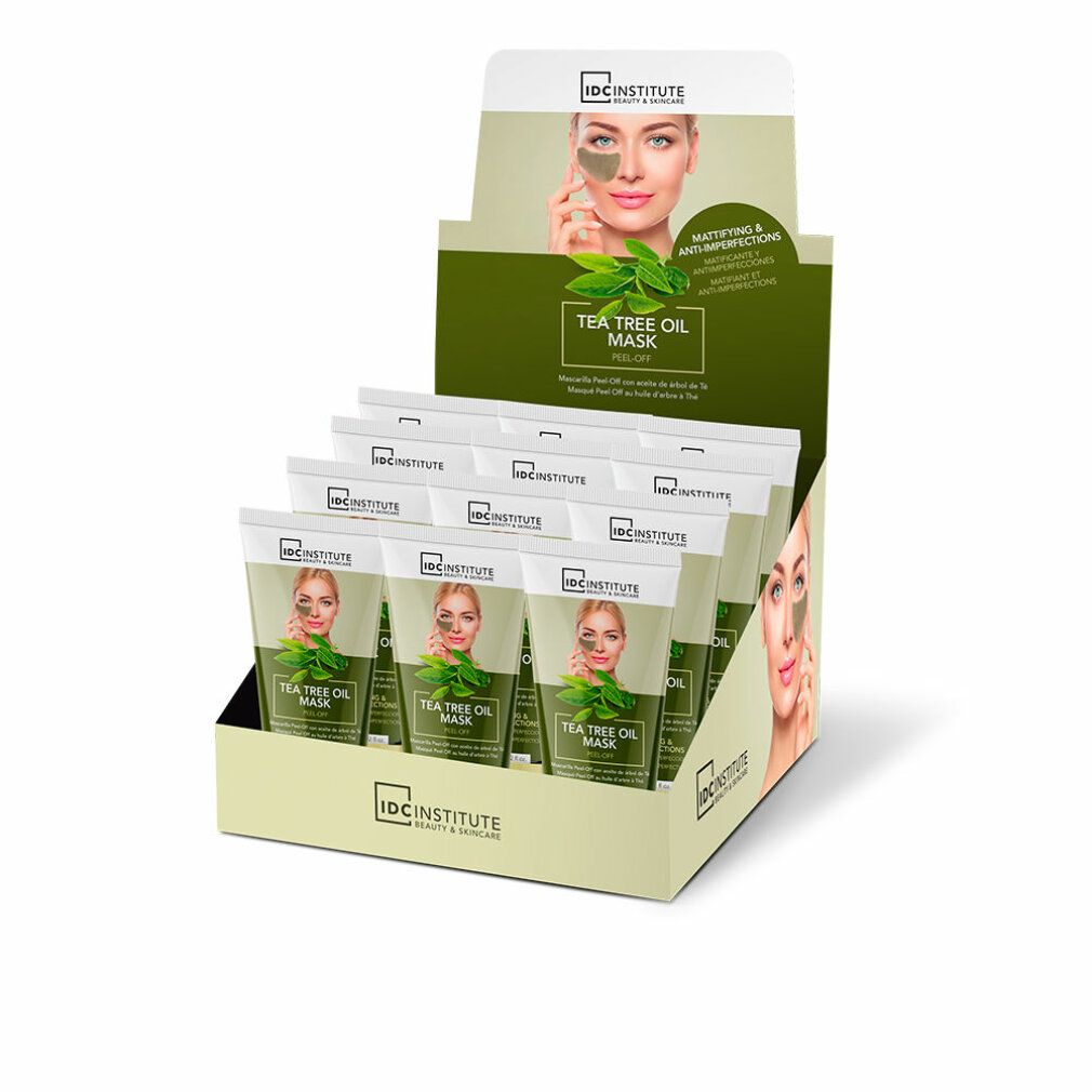 Displaydoos met 12 IDC INSTITUTE Tea Tree Oil Peel-Off Maskers.
