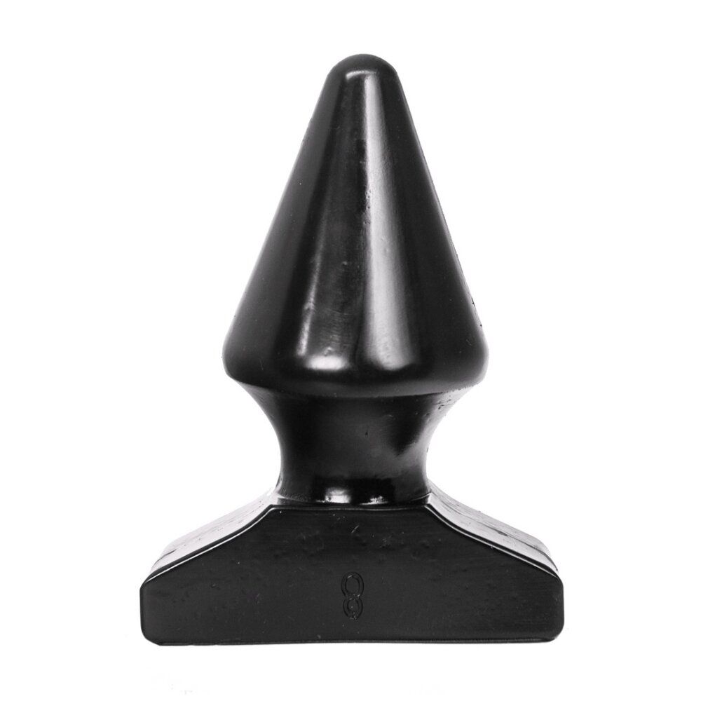 Dildo noir pointu à base large.