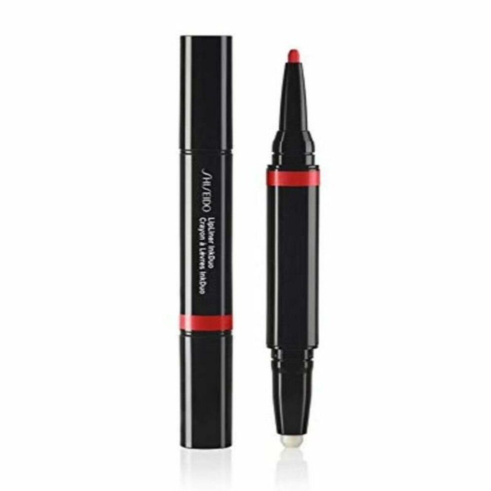 Duo crayon contour des lèvres noir et rouge. Inscription: SHISEIDO Lip Liner Ink Duo. Un crayon est ouvert.