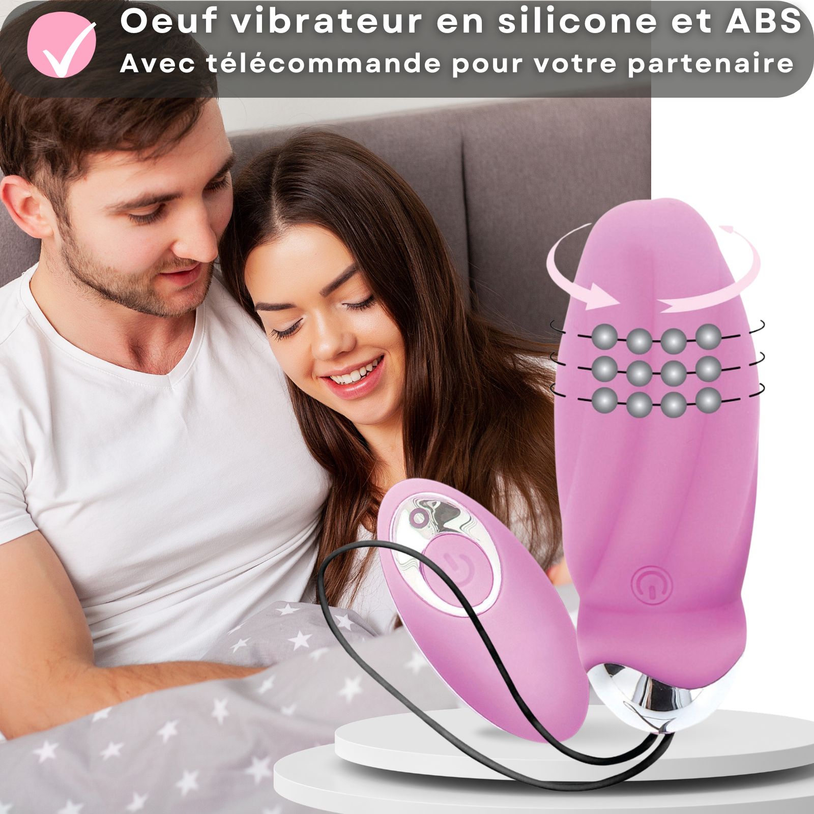 vibromasseur oeuf Oeuf vibrant sans fil Egg Soft Vibrator 8 x 3.3 cm Rose pas cher su main image 1