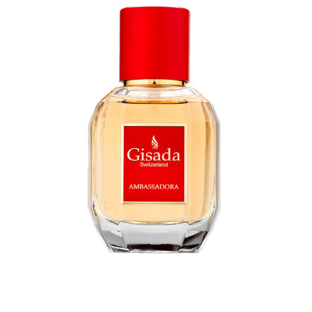Gisada Ambassadora Eau de Parfum fles met rode dop en rood etiket.
