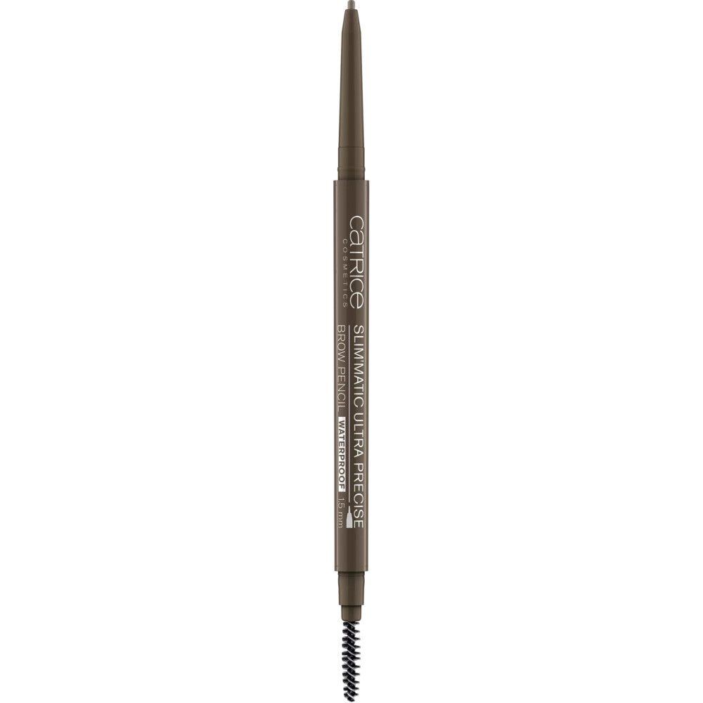 Crayon à sourcils avec brosse. Mine fine, marron. Nom du produit: Catrice Slim'Matic Ultra Precise. Waterproof.