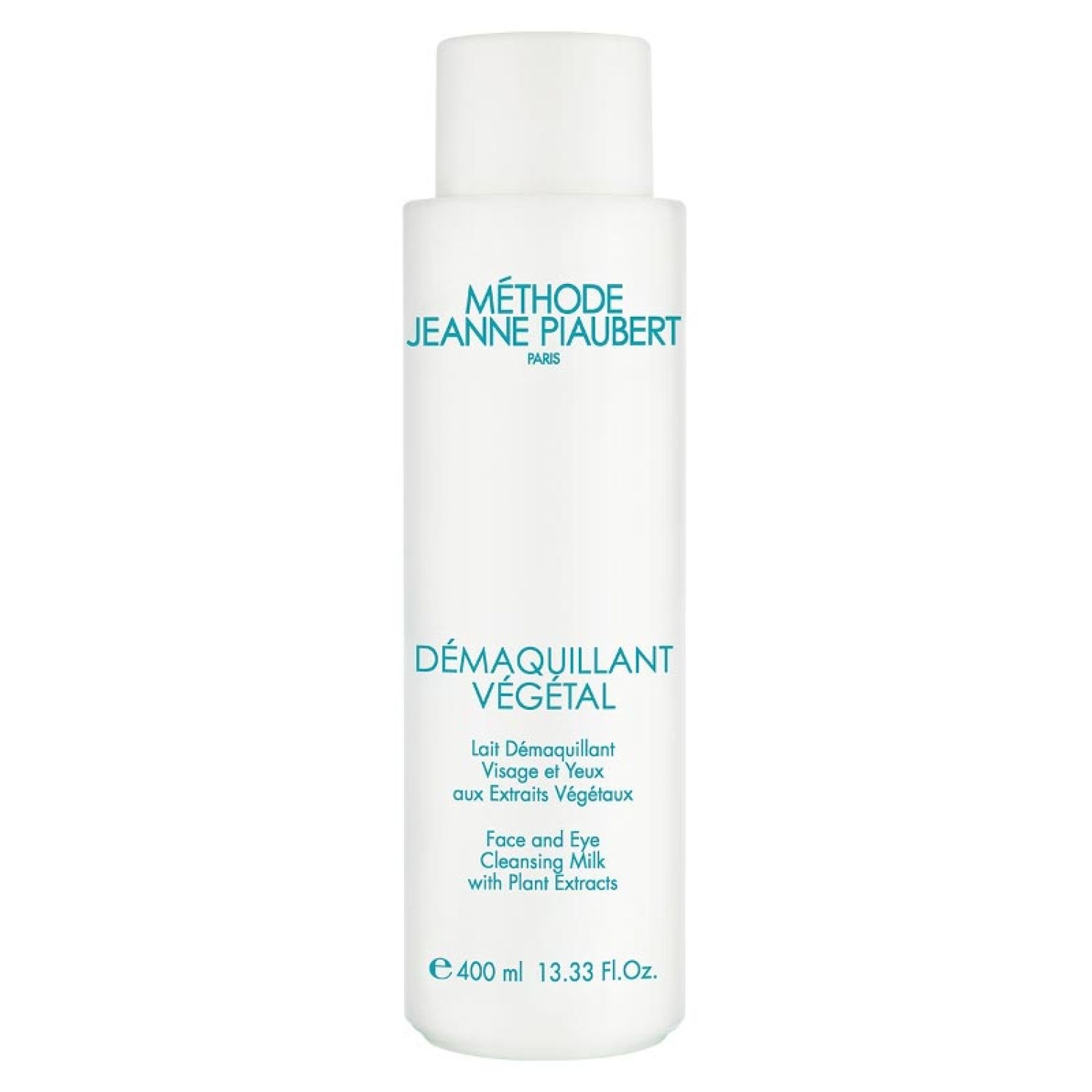 Witte fles Jeanne Piaubert Reinigingsmelk met Plantenextracten, 400 ml.