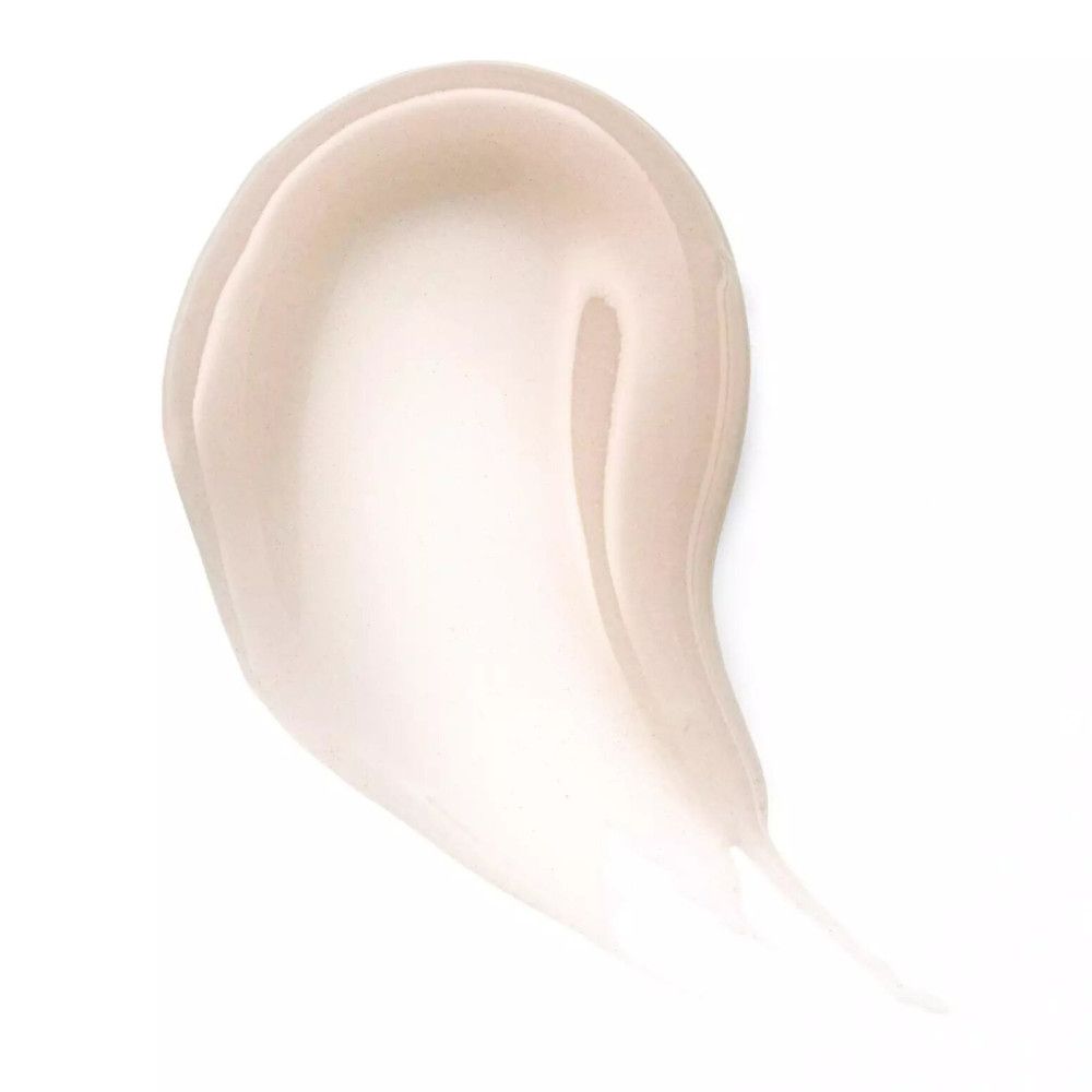 Uitgesmeerde lipverzorging textuur. Kleur: lichtroze. Vorm: gebogen.