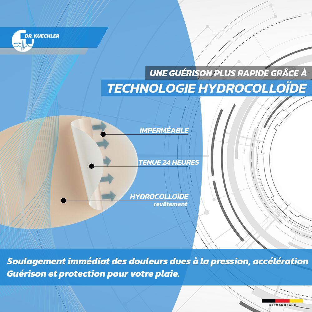 Dr. Kuechler Medical - Lot économique de 15 pansements hydrocolloïdes pour ampoules, 3 tailles