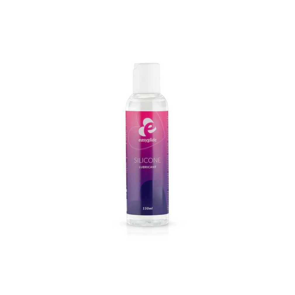 Transparante fles met witte dop. Etiket met logo en tekst SILICONE LUBRICANT. Inhoud 150ml.