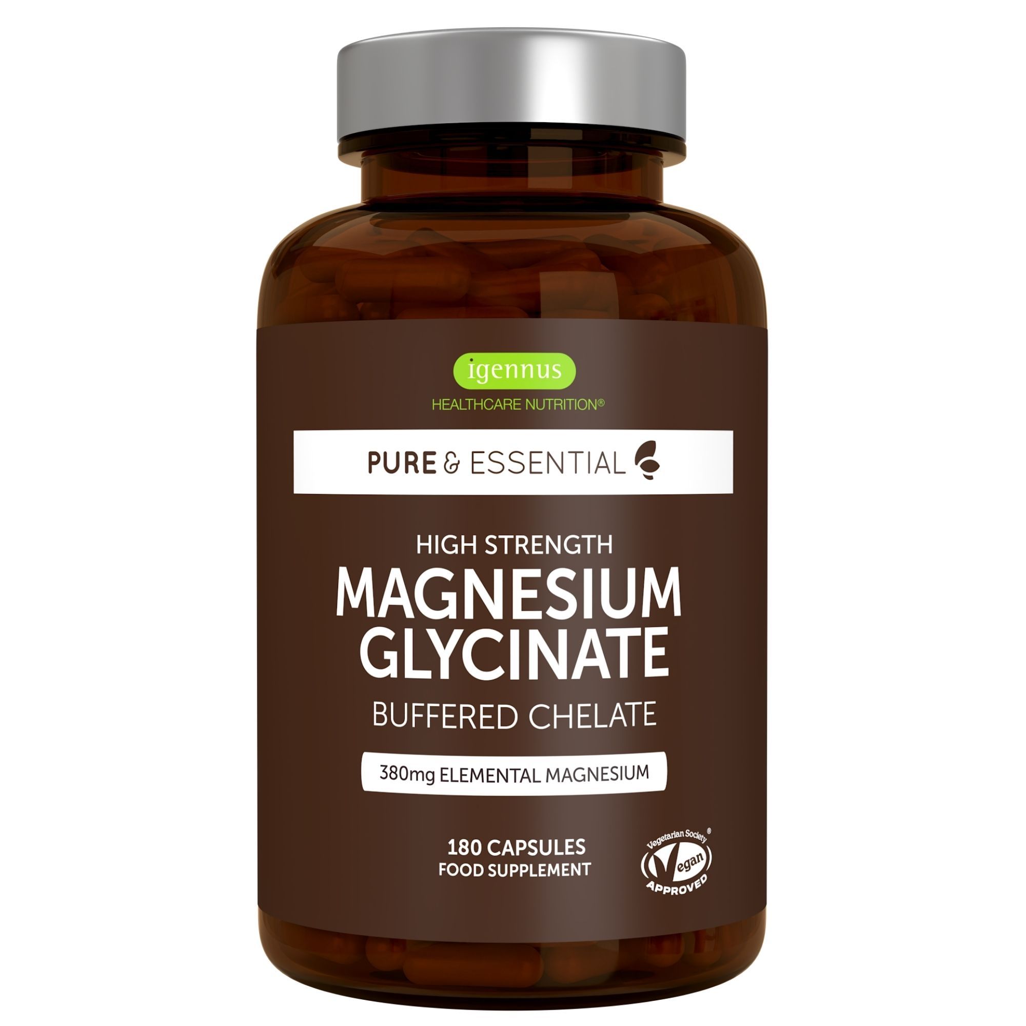 Igennus Magnesium Bisglycinate, Haute Dose et Absorption 4 fois Supérieur, Glycinate, Pur