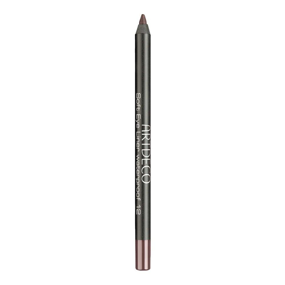 Crayon Artdeco Soft Eye Liner Waterproof 12. Crayon gris foncé avec pointe marron. Corps noir, texte blanc.
