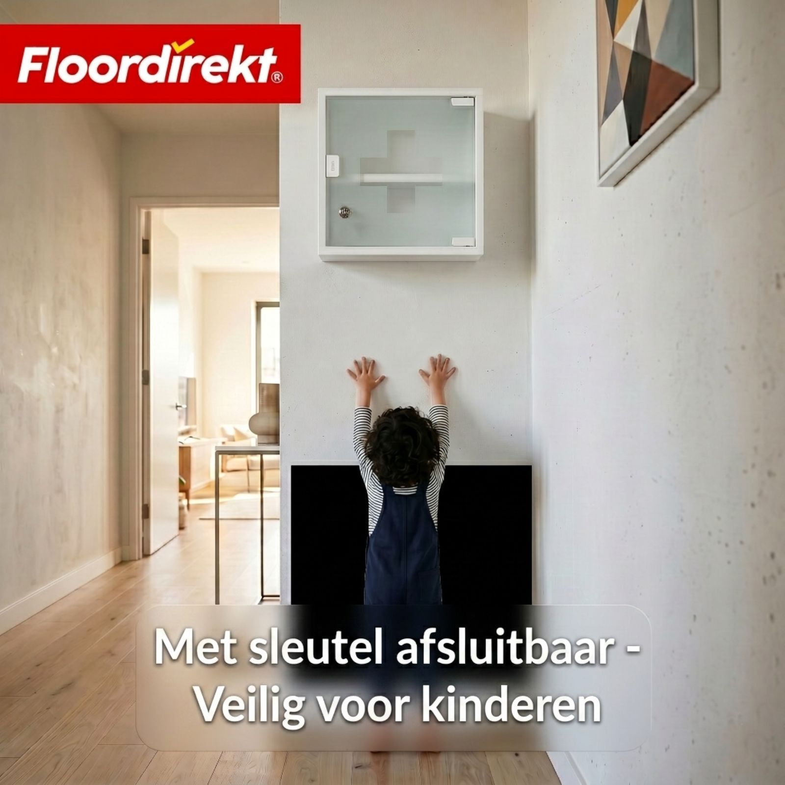 KARAT Medicijnkast Allen - Afsluitbare medicijnkast glazen deur wit 30 x 30 cm 2 vakken