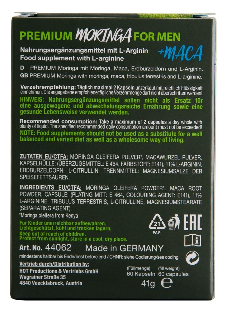 Flacon de capsules Moringa Activ Men, vue de dessus.