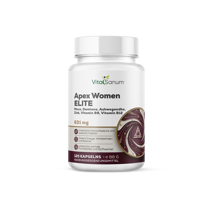 Boîte de capsules VitaSanum® Apex Women ELITE, 120 capsules.
