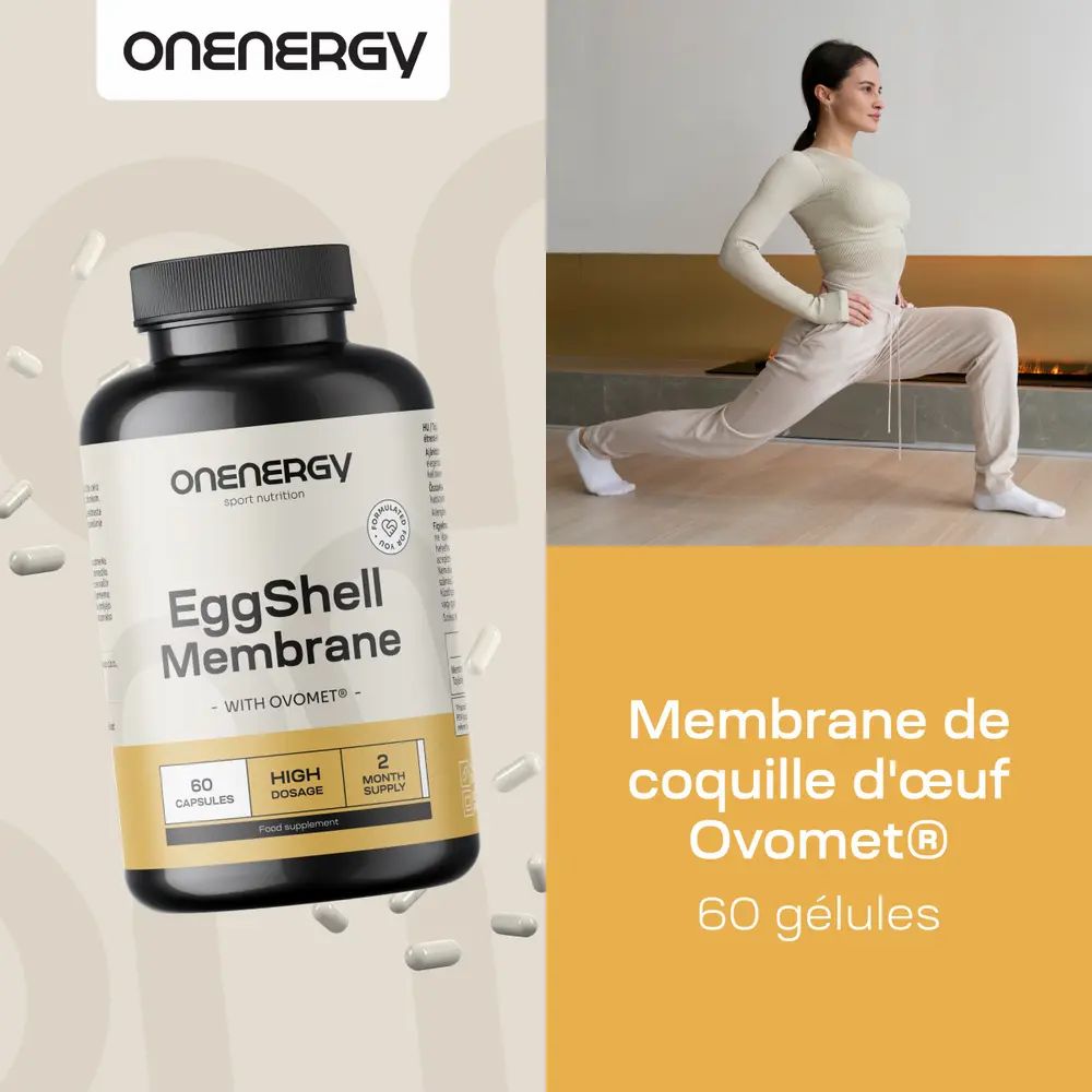 Flacon EggShell Membrane, 60 gélules, pour les personnes physiquement actives.