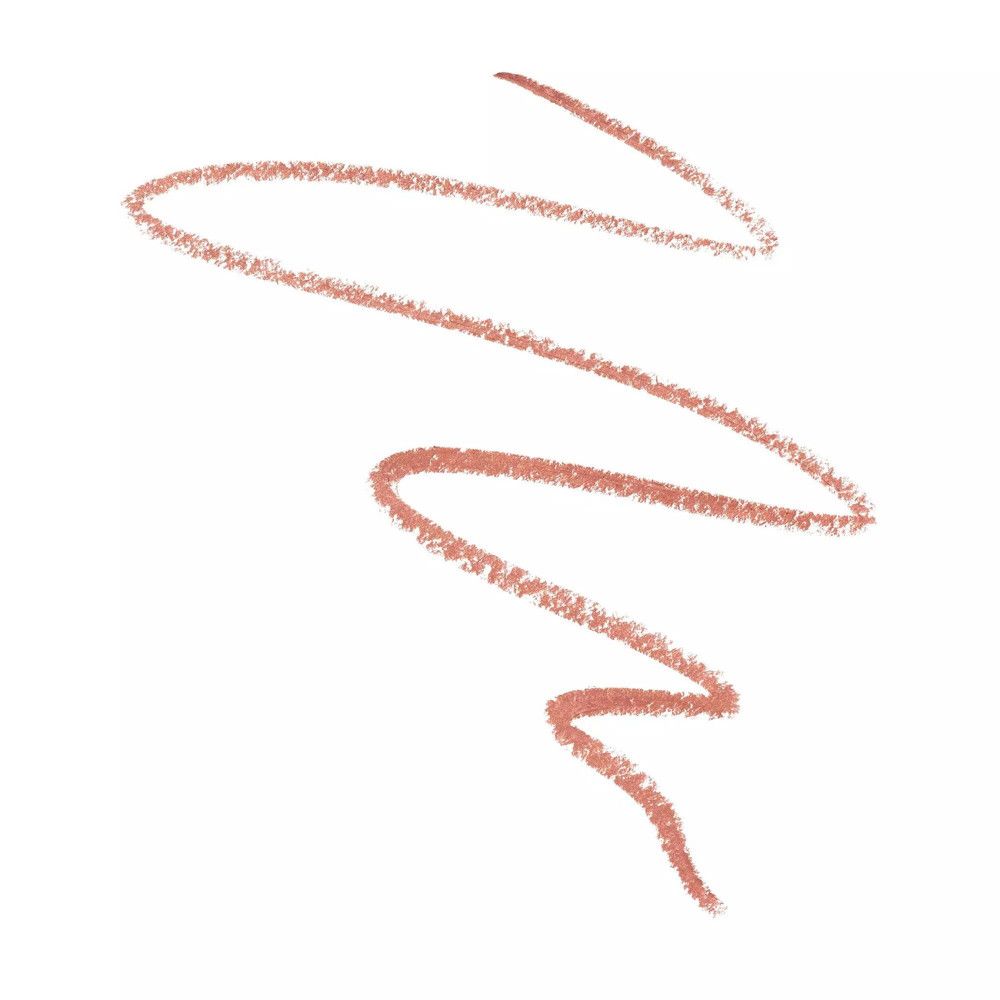 Streep van een lichtbruine lipliner. Op witte achtergrond.