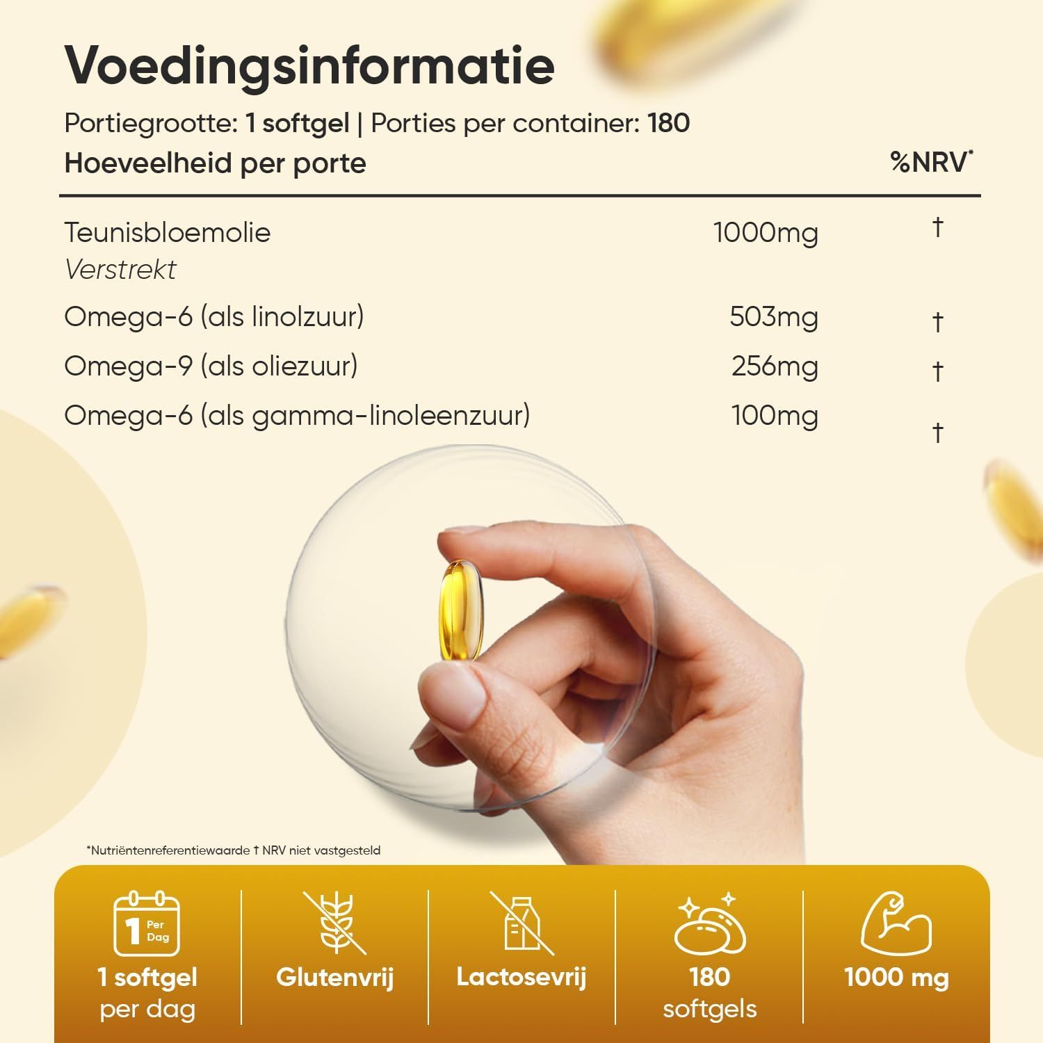 Vergelijking: WeightWorld teunisbloemolie (180 softgels, 1/dag) vs. Anderen (120 softgels, 2-4/dag).